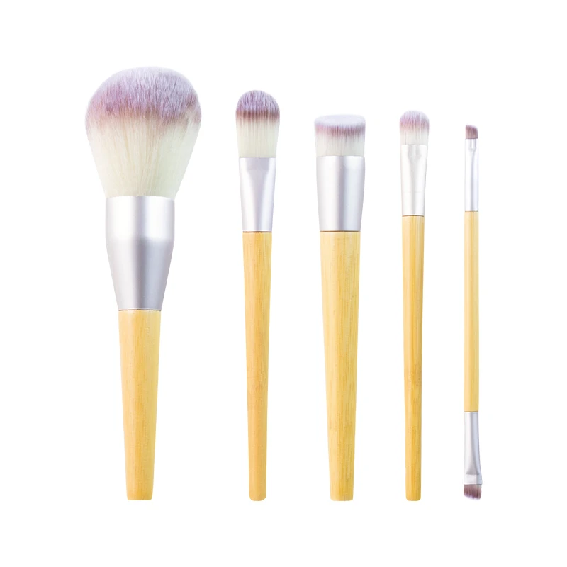 Ensemble de pinceaux de maquillage &eacute;cologiques 5 pi&egrave;ces